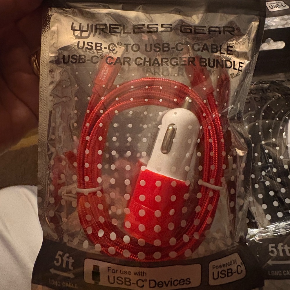 Red USB-C to USB-C Car Charger Bundle